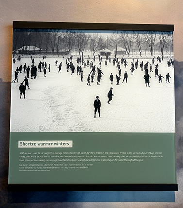 NHMU exhibit image of Liberty Park pond in the winter