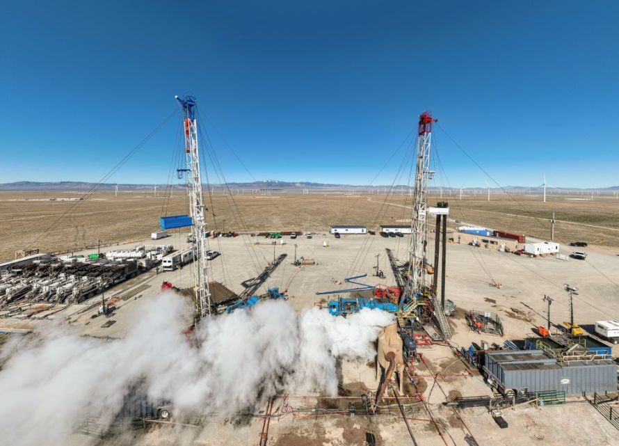Geothermal steam billows from Utah FORGE’s drilling site in Utah. (Source: Eric Larson/Flash Point SLC)